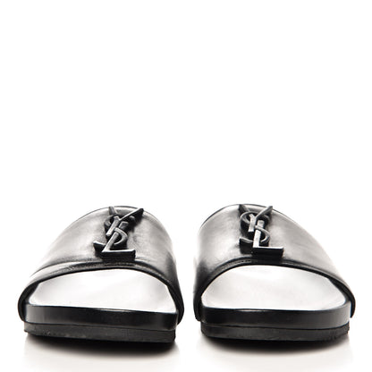 Saint Laurent Lambskin Joan Slide Sandals 39.5 Black 3 of 9