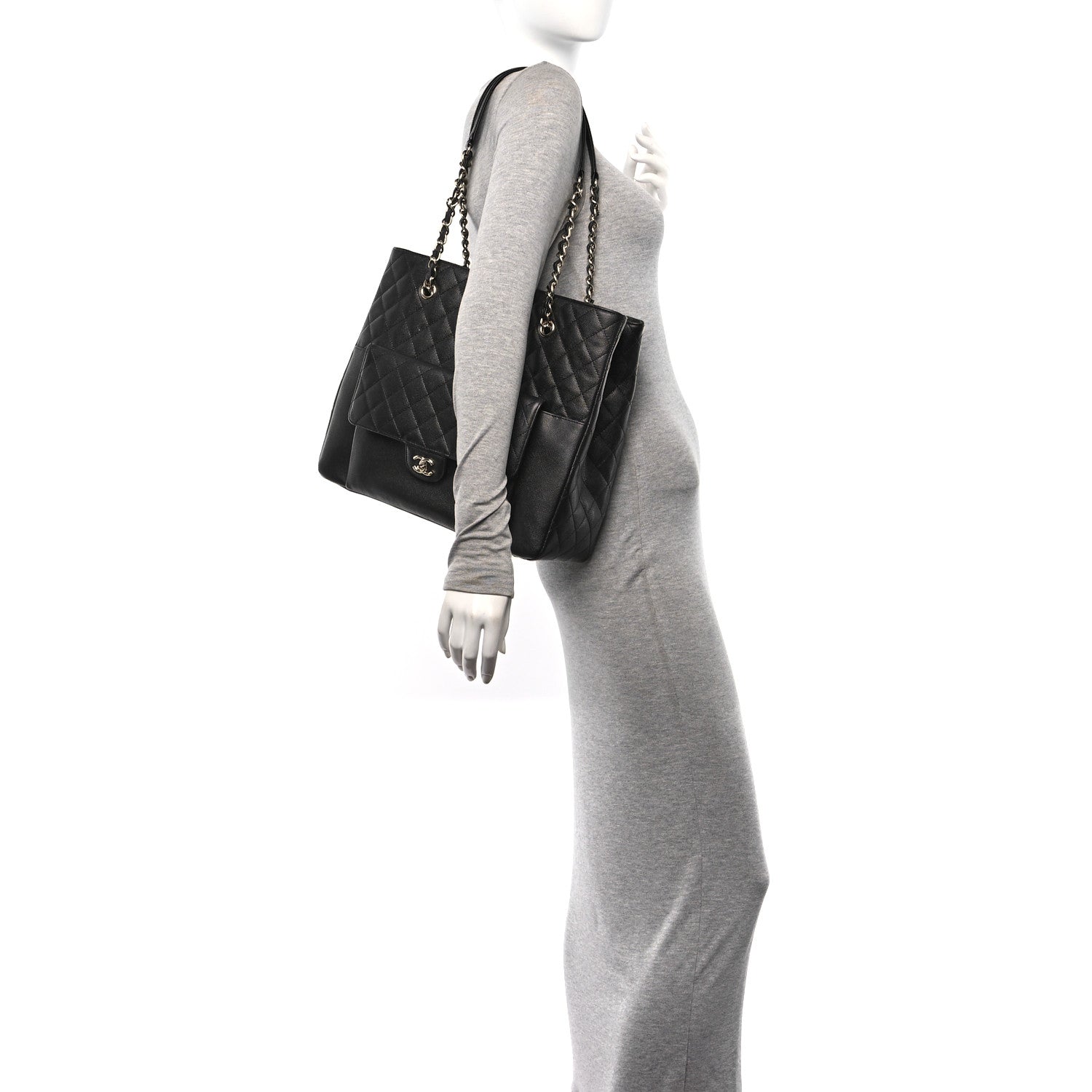 Chanel Caviar Quilted Pocket Large Tote Black 2 of 11