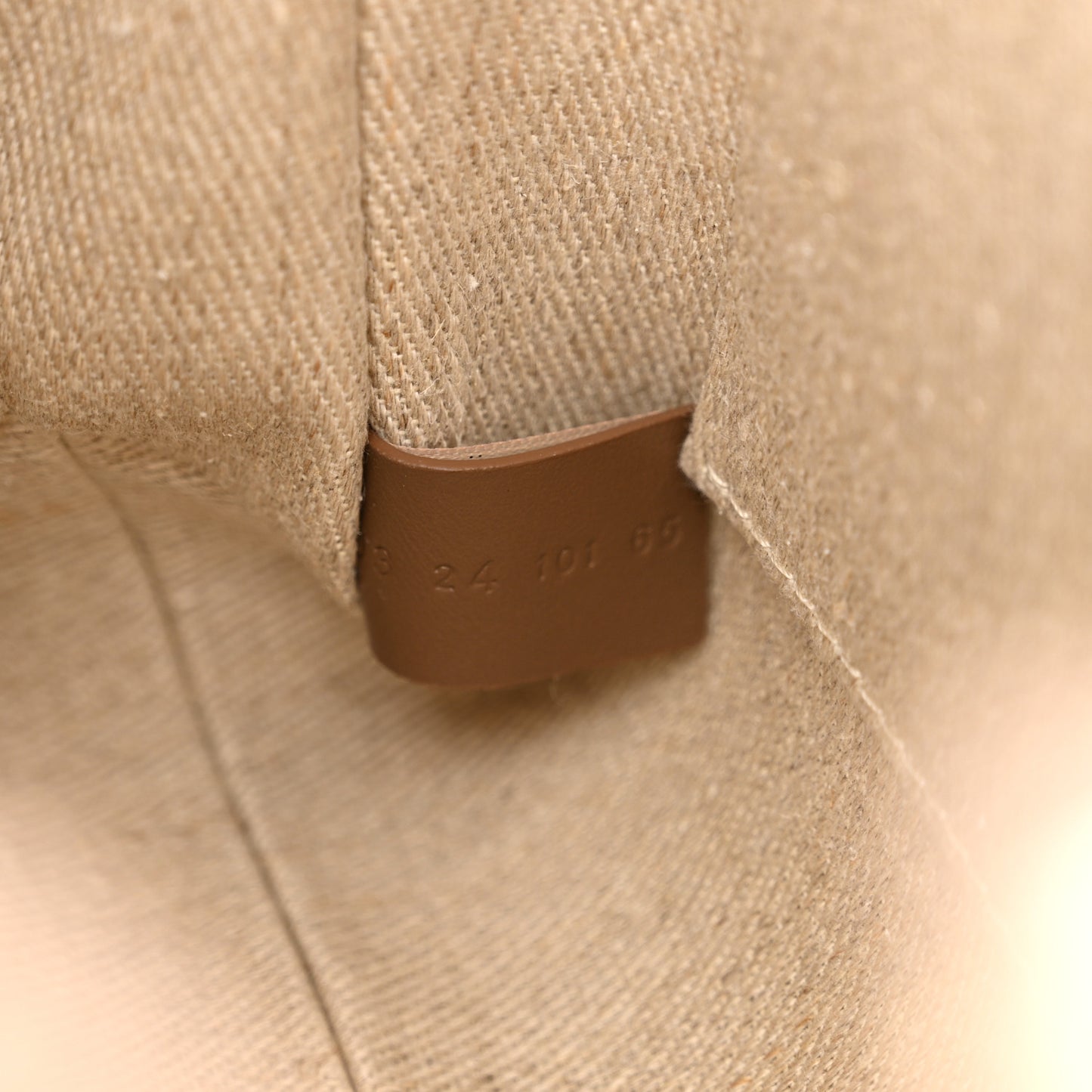 Linen Calfskin Small Woody Ribbon Tote With Strap Dark Nut