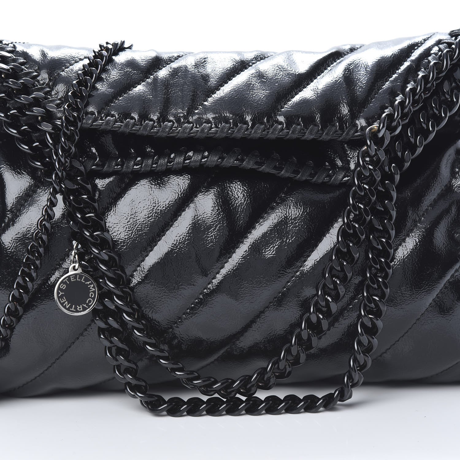 Stella McCartney Patent Eco Alter Nappa Quilted Mini Falabella Fold Over Tote Black 7 of 9