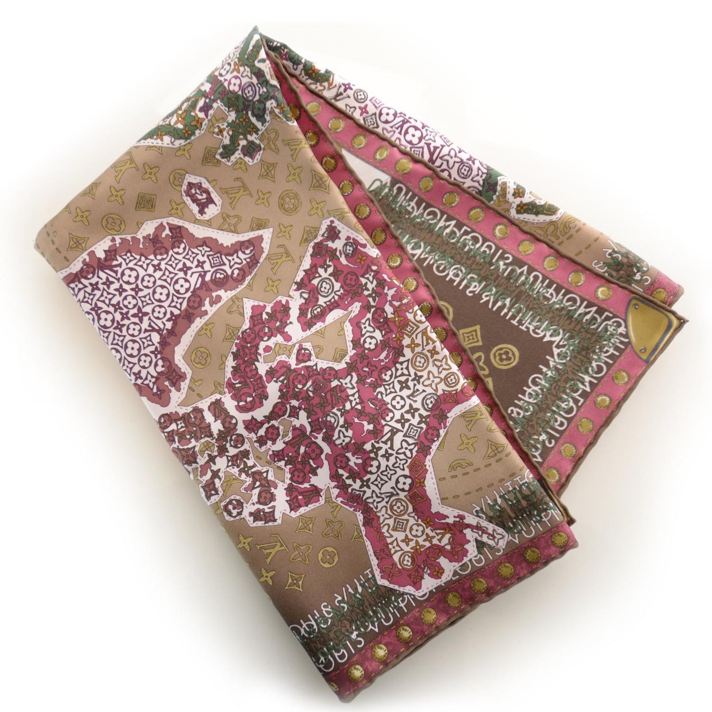 Silk Monogram Map Square Scarf