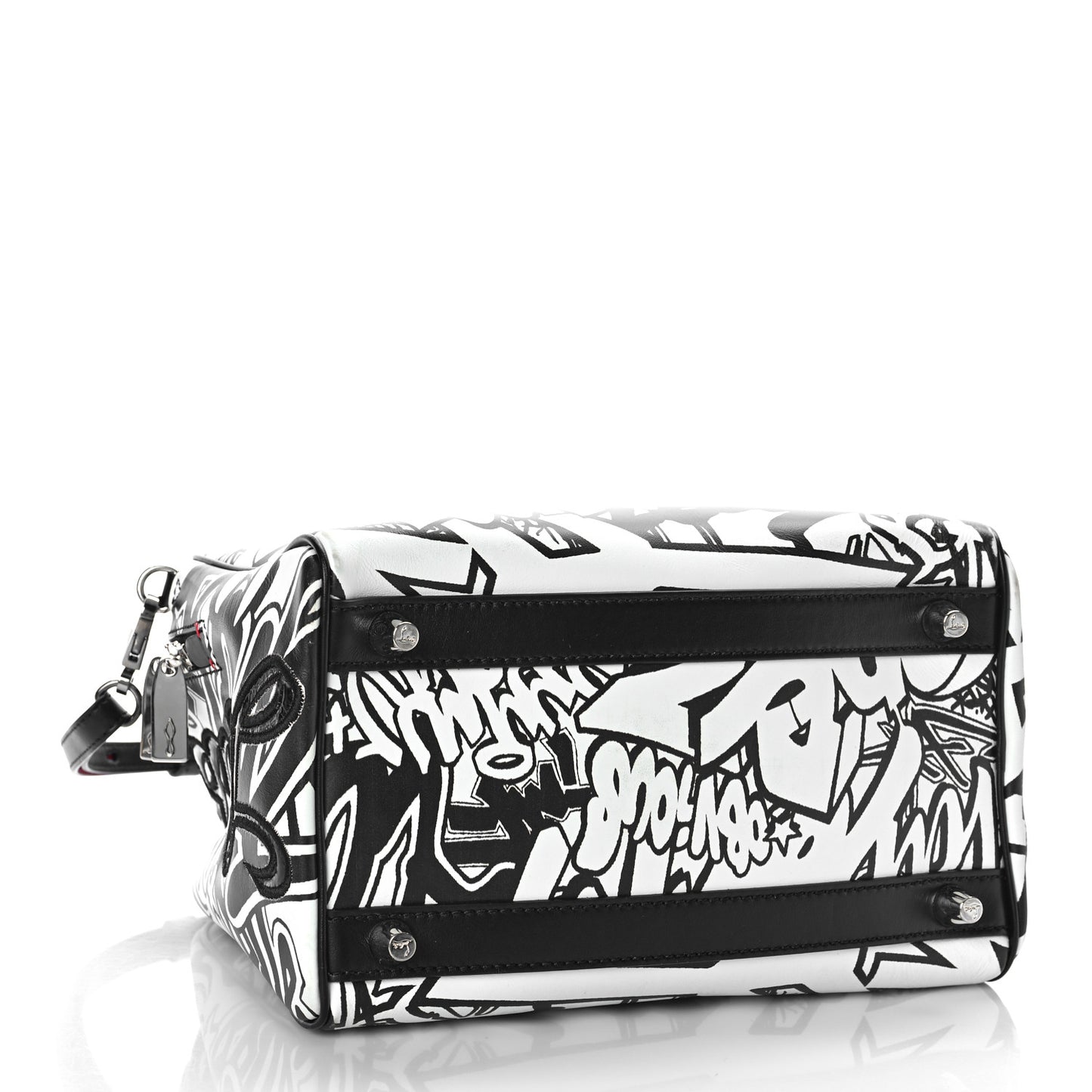 Calfskin Print Small Marie Jane Top Handle Black