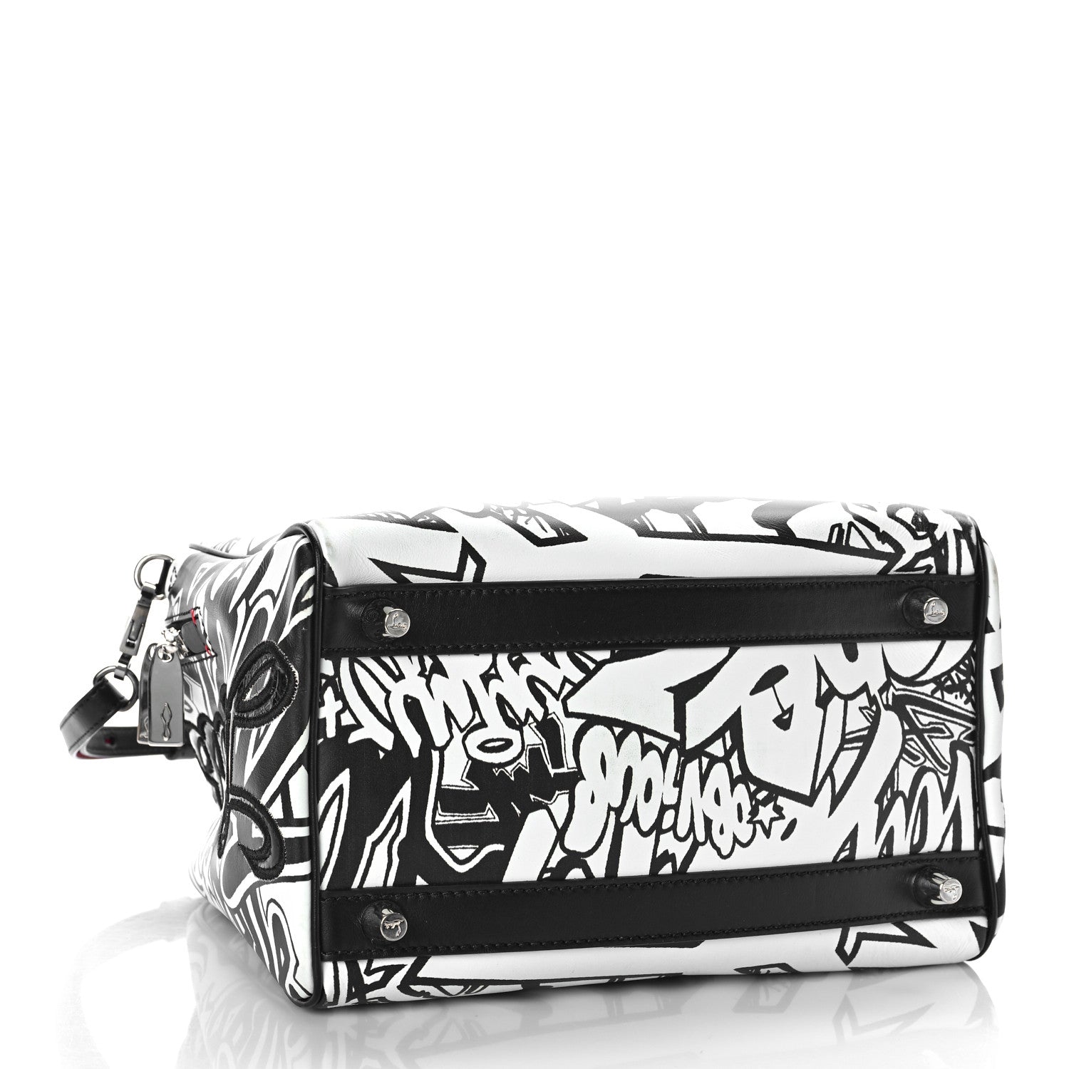 Christian Louboutin Calfskin Print Small Marie Jane Top Handle Black 4 of 8