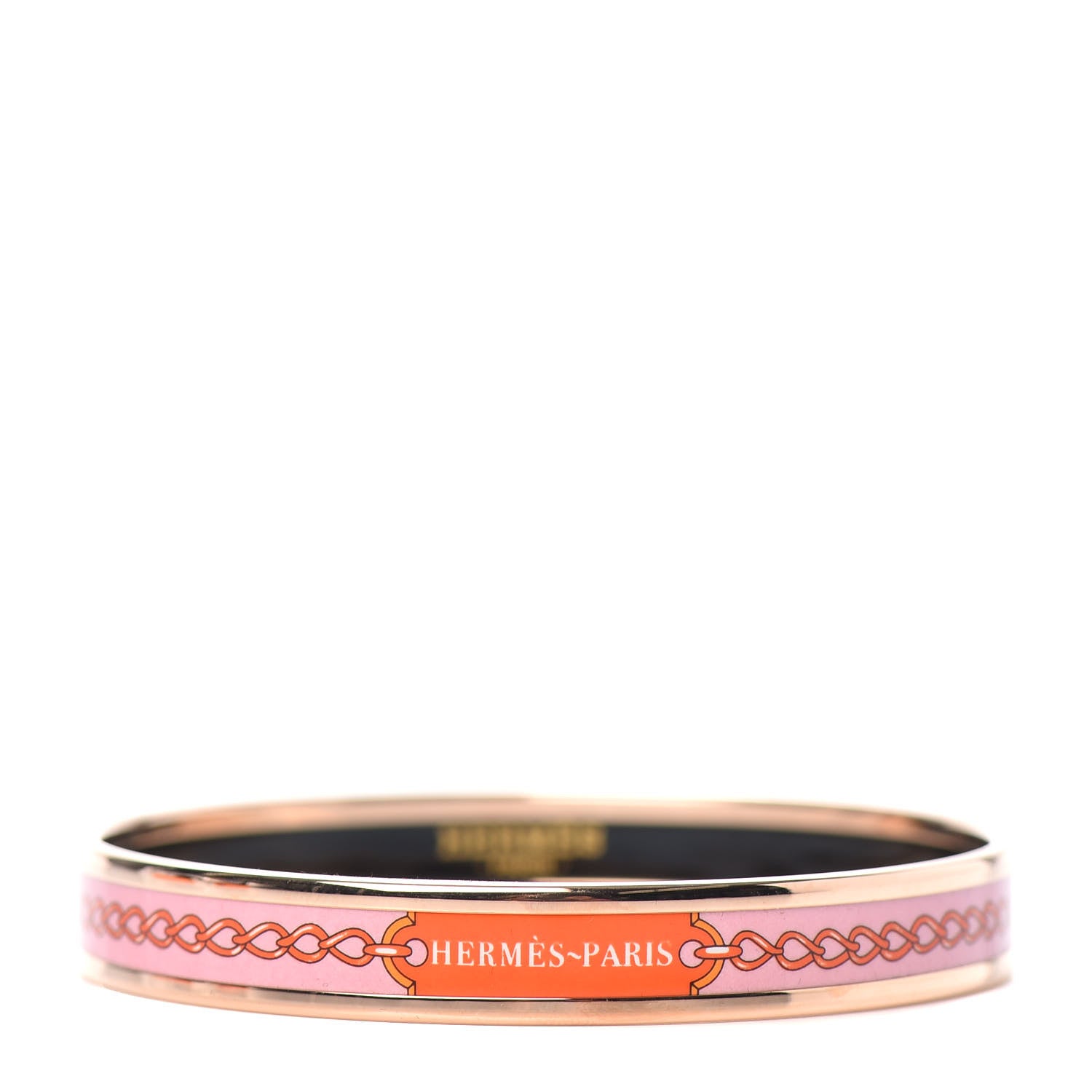 Hermes Enamel Printed Narrow L'Arriere Main Bracelet 70 Terre Orange 1 of 5