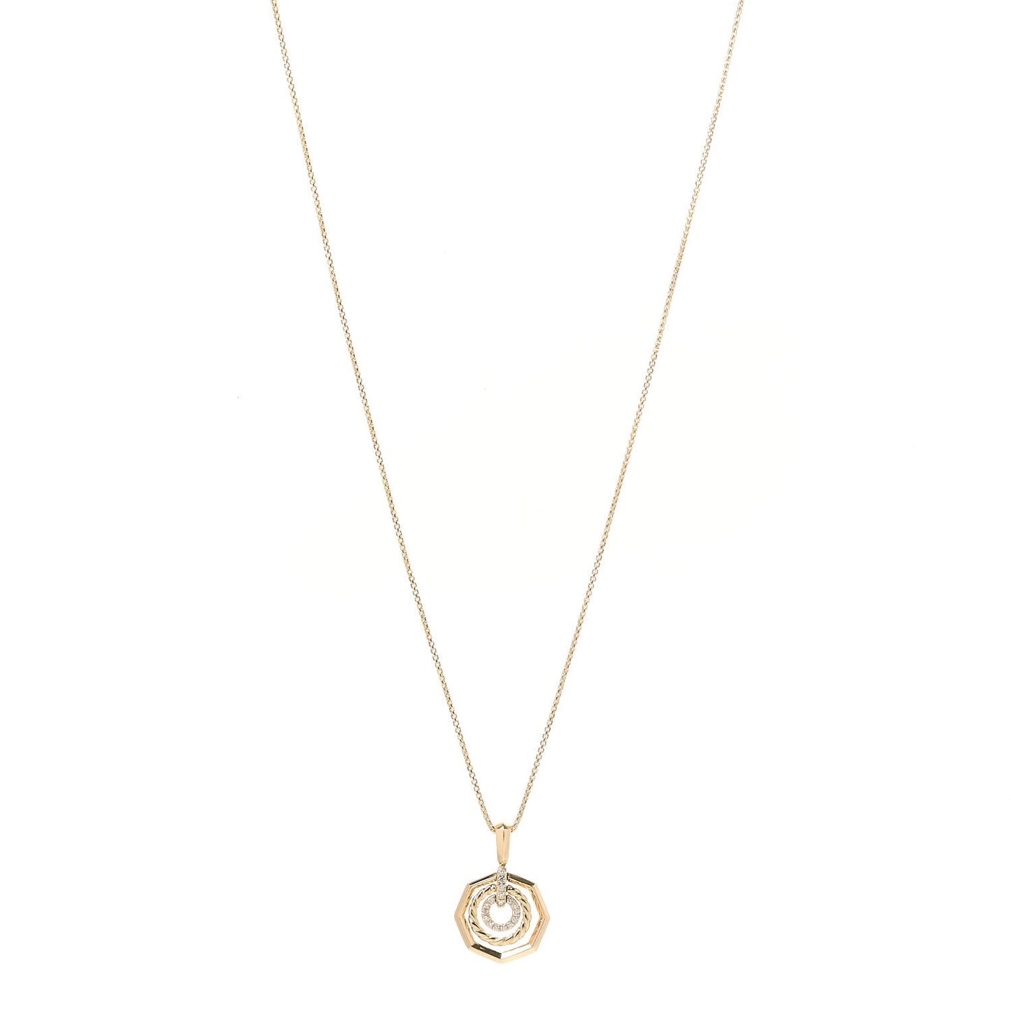 18K Yellow Gold Diamond 16mm Stax Pendant Necklace