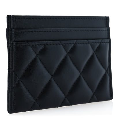 Chanel Lambskin Quilted Pearl CC Chanel Card Holder Black 3 of 9