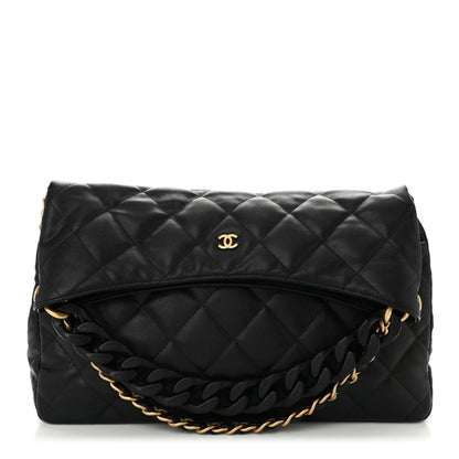 Chanel Caviar Quilted Fold Over Hobo Black 3 of 13