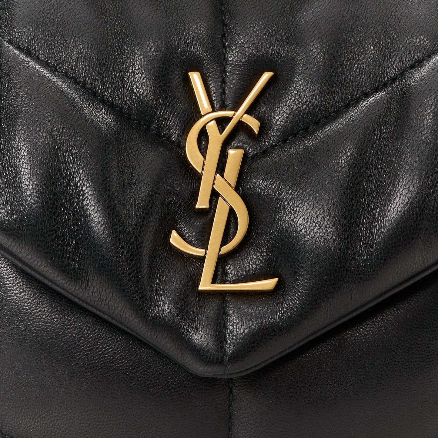 Lambskin Quilted Toy Loulou Puffer Monogram Chain Satchel Black