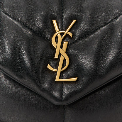 Saint Laurent Lambskin Quilted Toy Loulou Puffer Monogram Chain Satchel Black 9 of 12