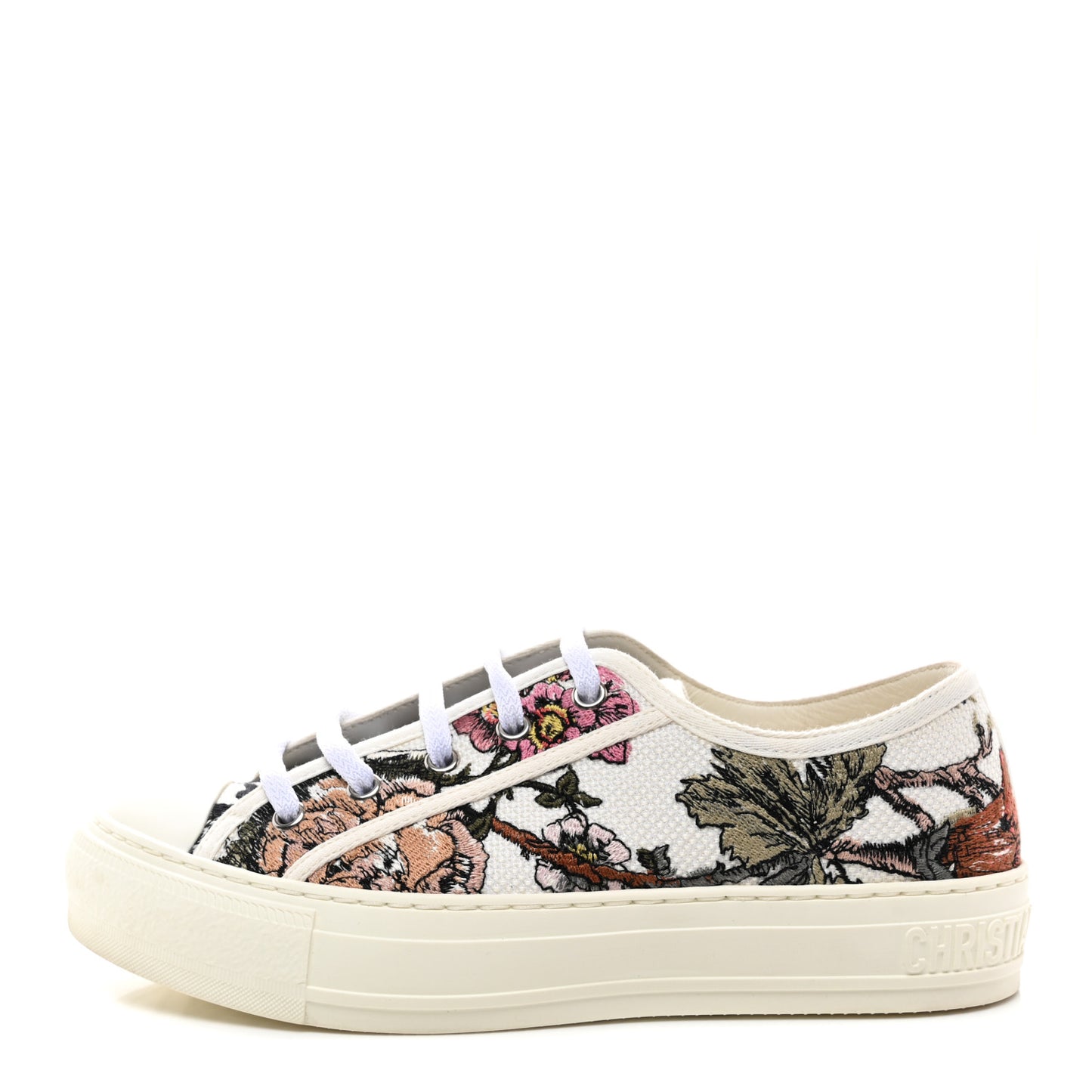 Canvas Jardin Botanique Embroidered Womens Walk'N'Dior Low Top Sneakers 37 White Multicolor