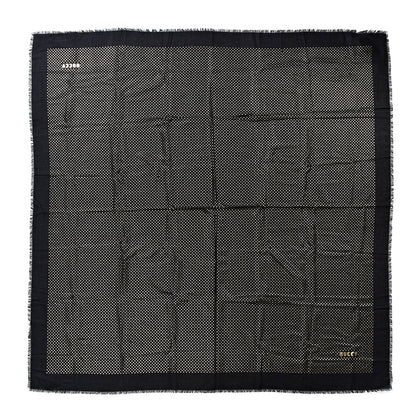 Gucci X SEGA Modal Cashmere GUCCY Stars Print Shawl Black Gold 2 of 5