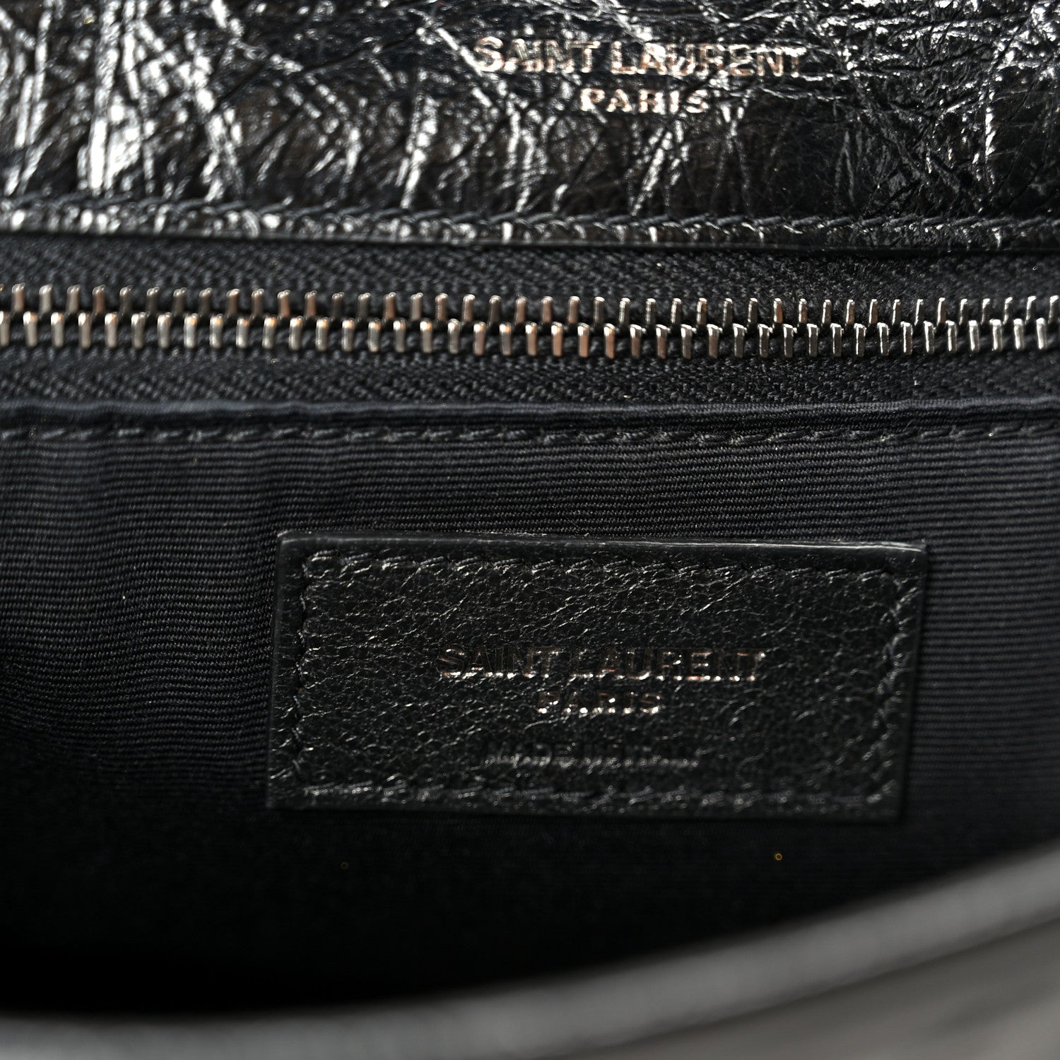 Saint Laurent Crinkled Calfskin Matelasse Monogram Medium Niki Chain Satchel Black 6 of 10