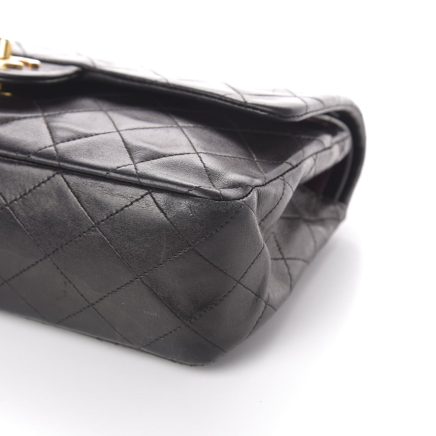 Lambskin Quilted Medium Double Flap Black