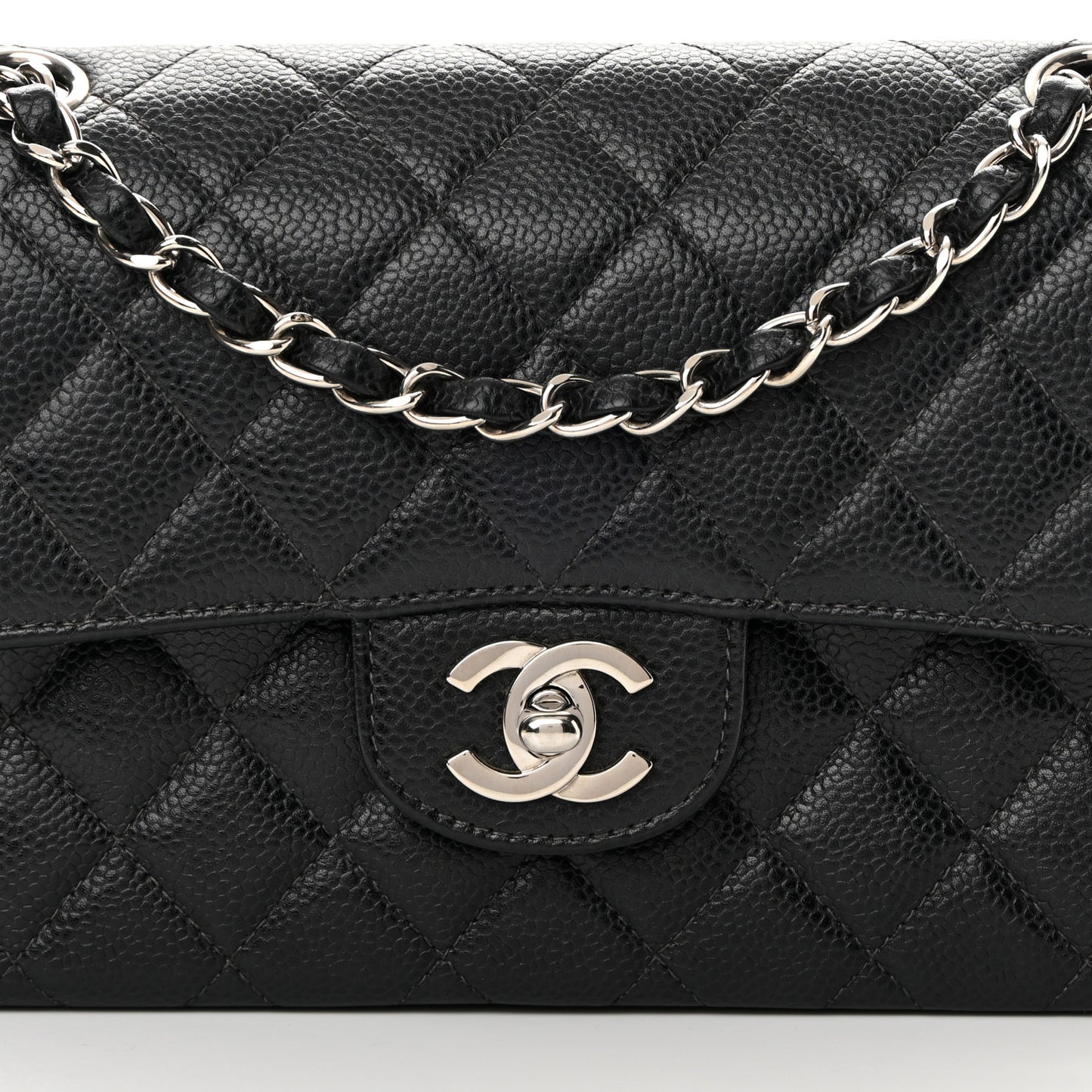 Caviar Quilted Small Double Flap Black