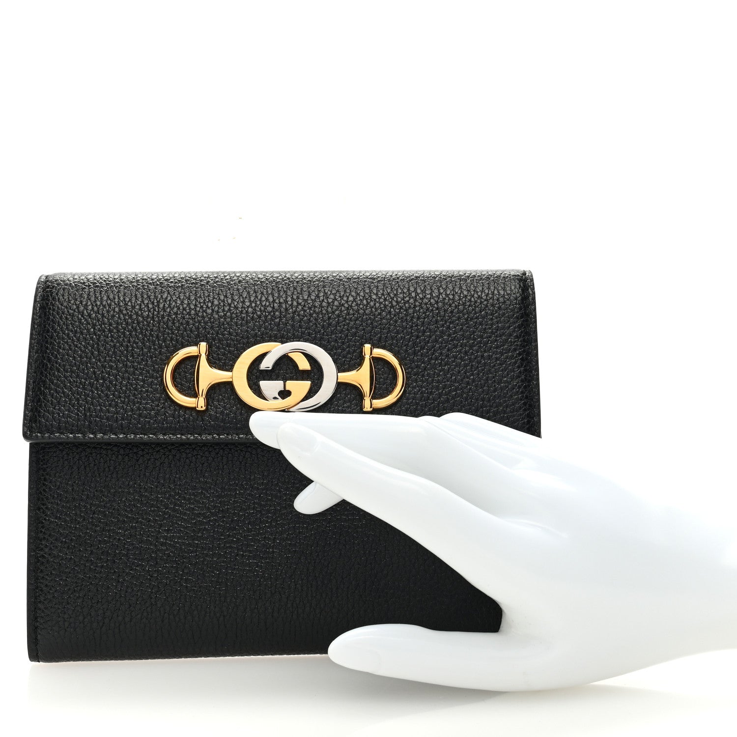 Gucci Grainy Calfskin Zumi Flap Card Case Black 2 of 7