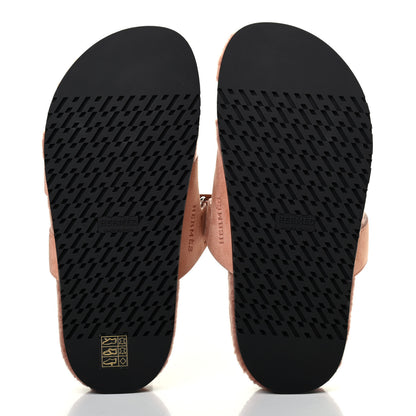 Hermes Suede Goatskin Woolskin Womens Chypre Sandals 38 Rose Aube 4 of 4