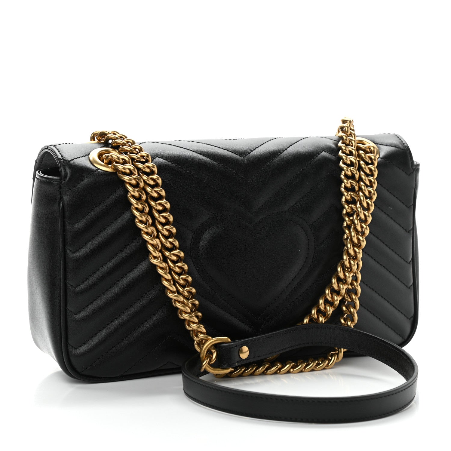 Gucci Calfskin Matelasse Small GG Marmont Shoulder Bag Black 3 of 10