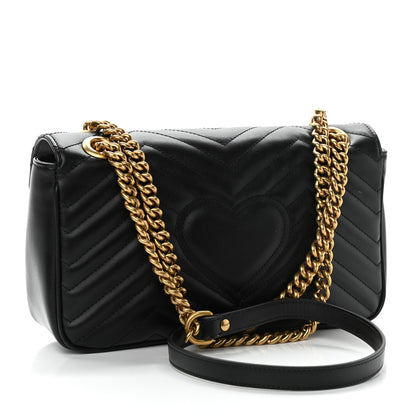 Gucci Calfskin Matelasse Small GG Marmont Shoulder Bag Black 3 of 10