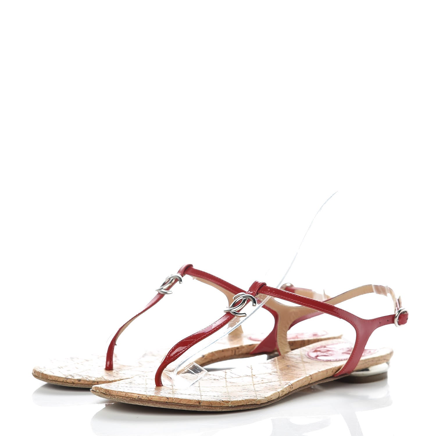 Chanel Patent CC Thong Sandals 38 Red 3 of 11