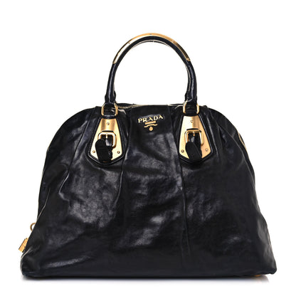 Prada Soft Calf Dome Sachel Black 1 of 19