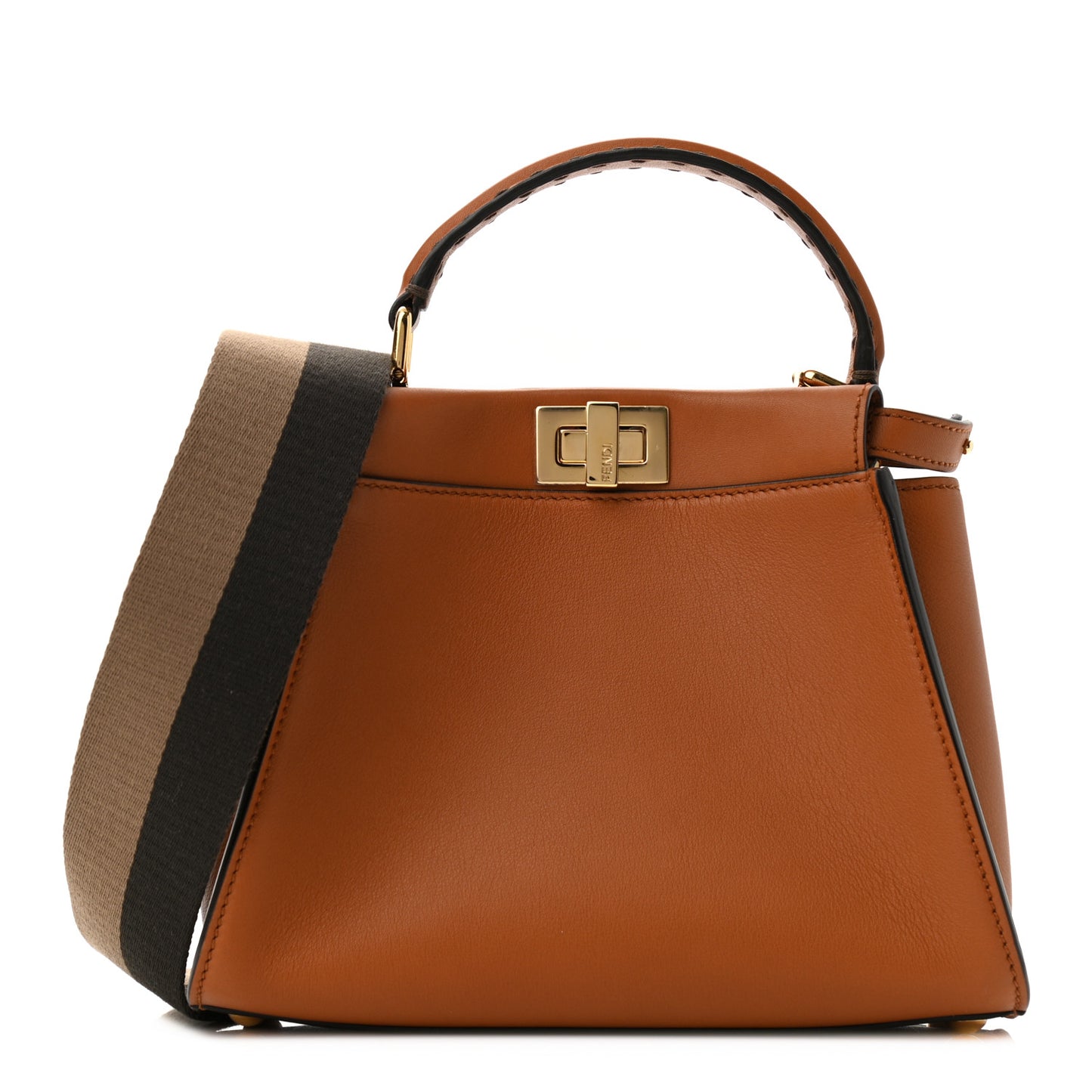 Vitello Seta Canvas FF Embroidered Mini Peekaboo Iconic Satchel Brandy Amazzonia