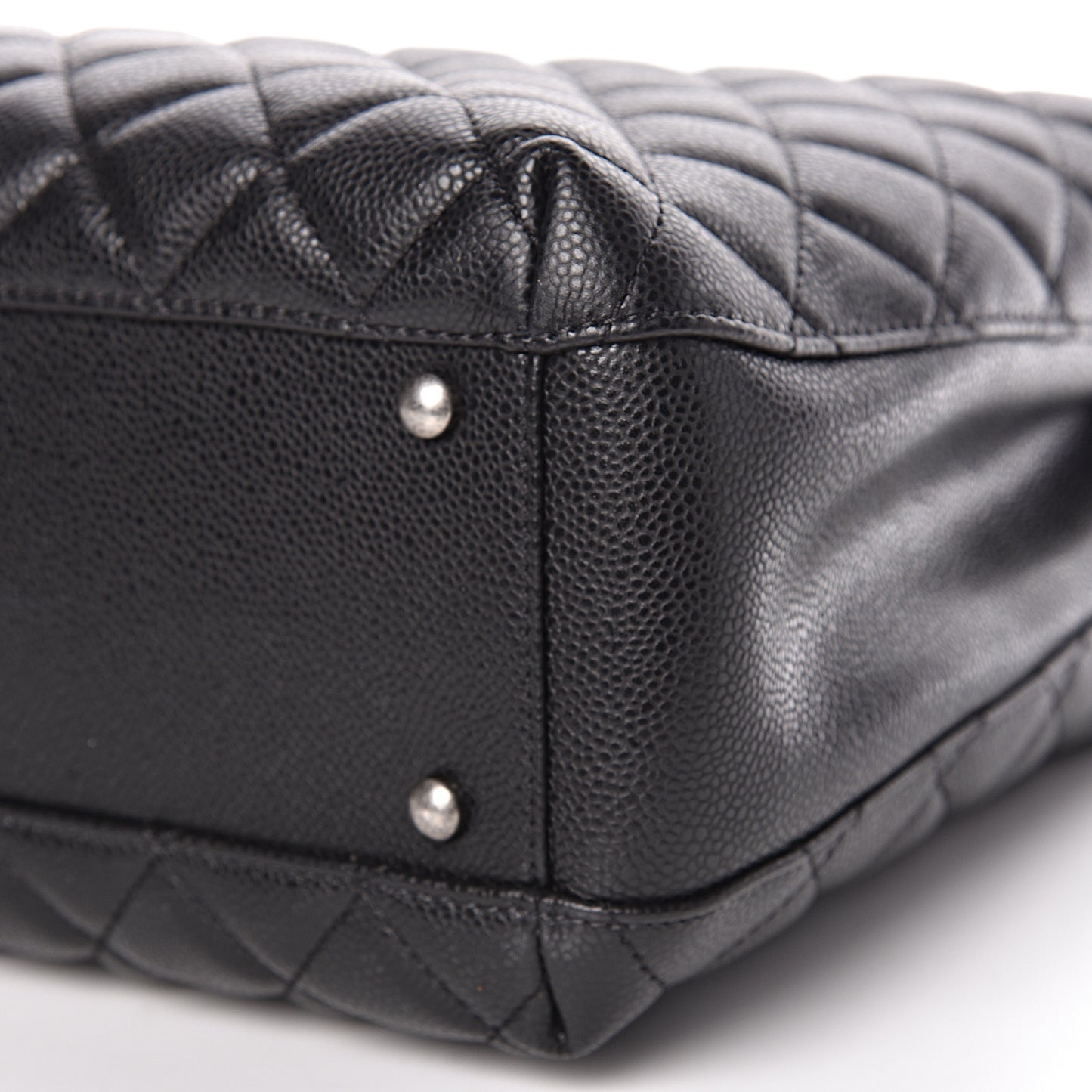 Caviar Quilted City Shopping Tote Black