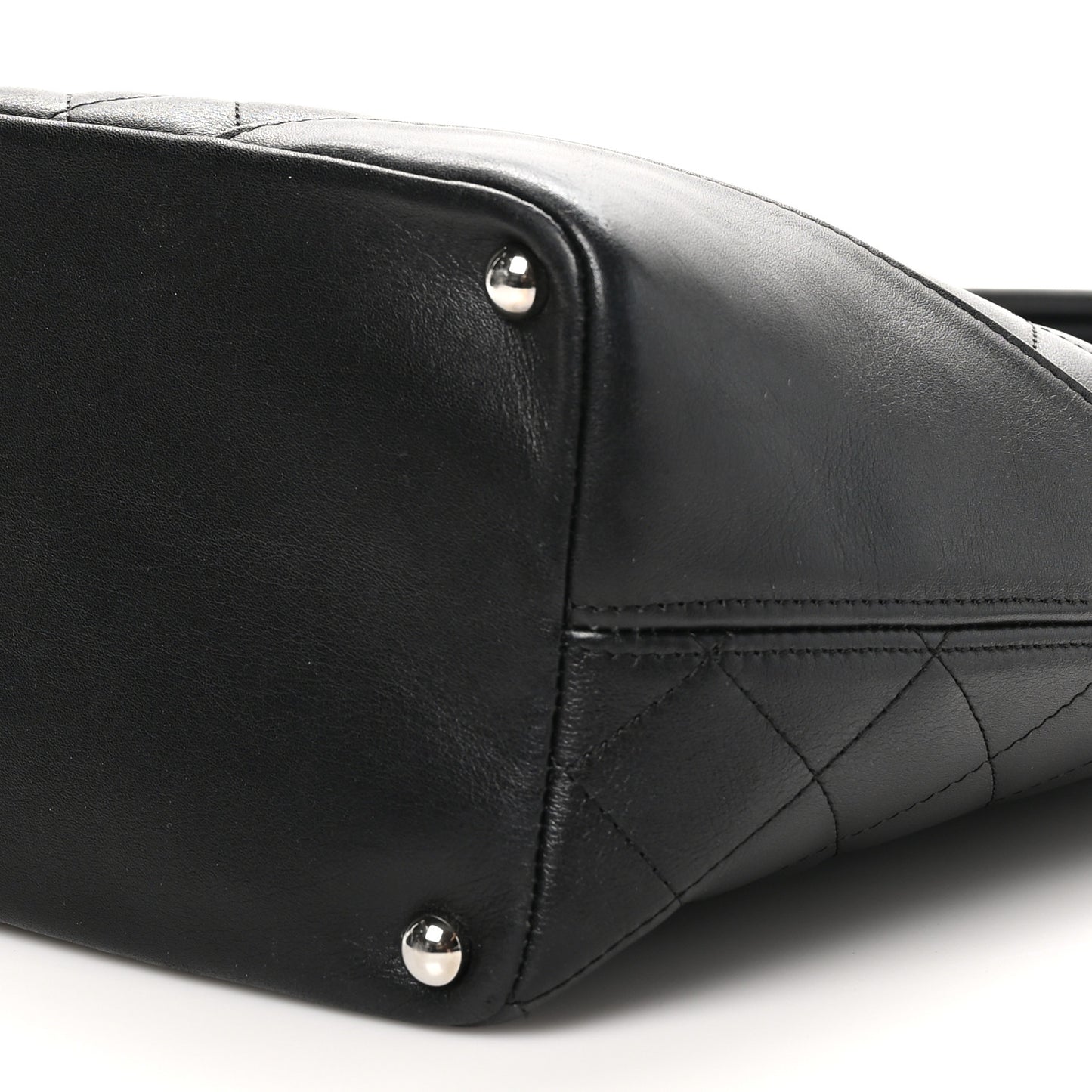 Calfskin Quilted Medium Cambon Tote Black White