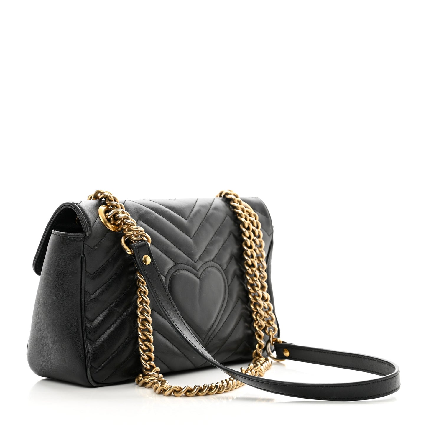 Calfskin Matelasse Small GG Marmont Shoulder Bag Black