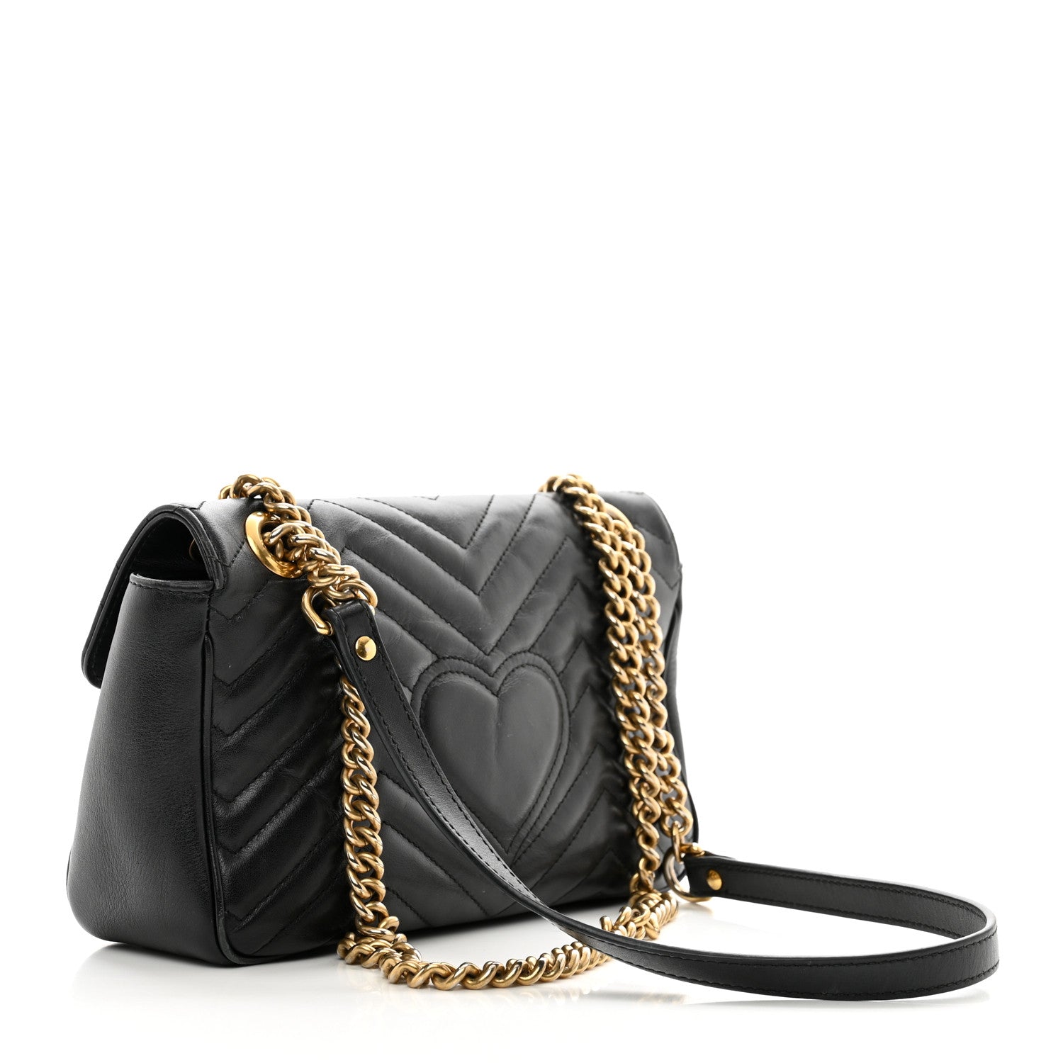 Gucci Calfskin Matelasse Small GG Marmont Shoulder Bag Black 3 of 13