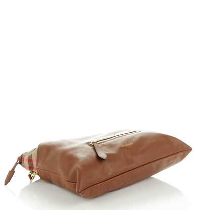 Burberry Soft Calfskin House Check Big Crush Tote Tan 4 of 8