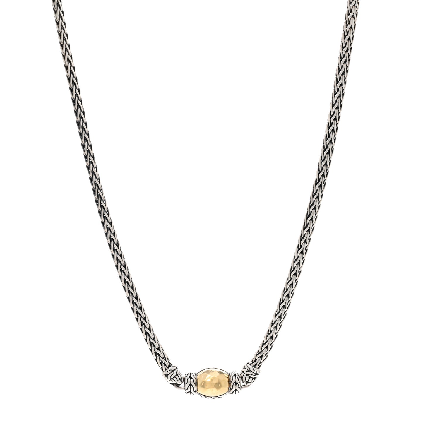 Sterling Silver 22K Yellow Gold Hammered Pendant Necklace