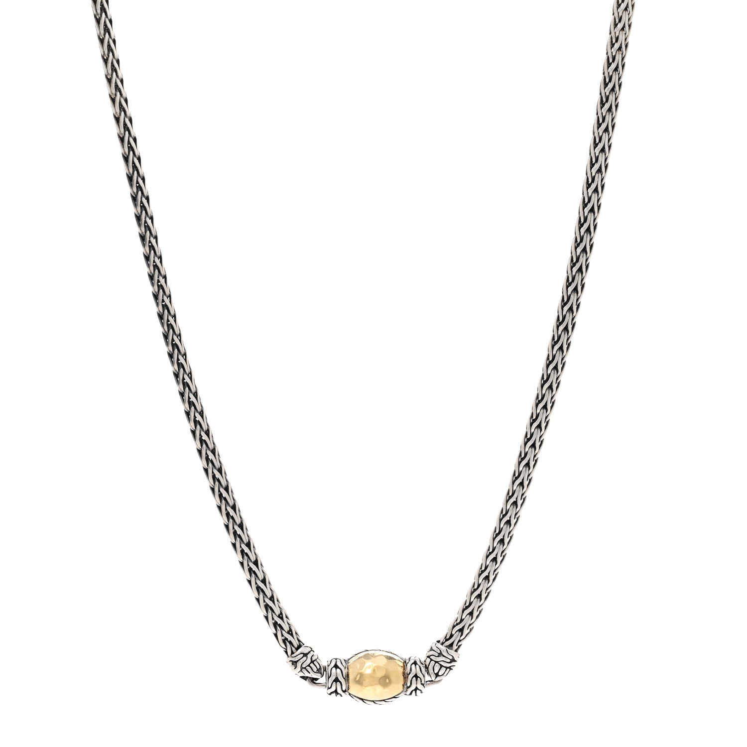 John Hardy Sterling Silver 22K Yellow Gold Hammered Pendant Necklace 1 of 4