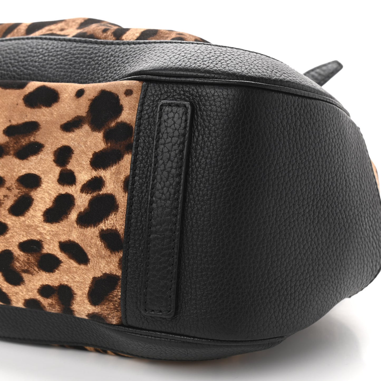Calfskin Canvas Leopard Print Animalier Shoulder Bag Black