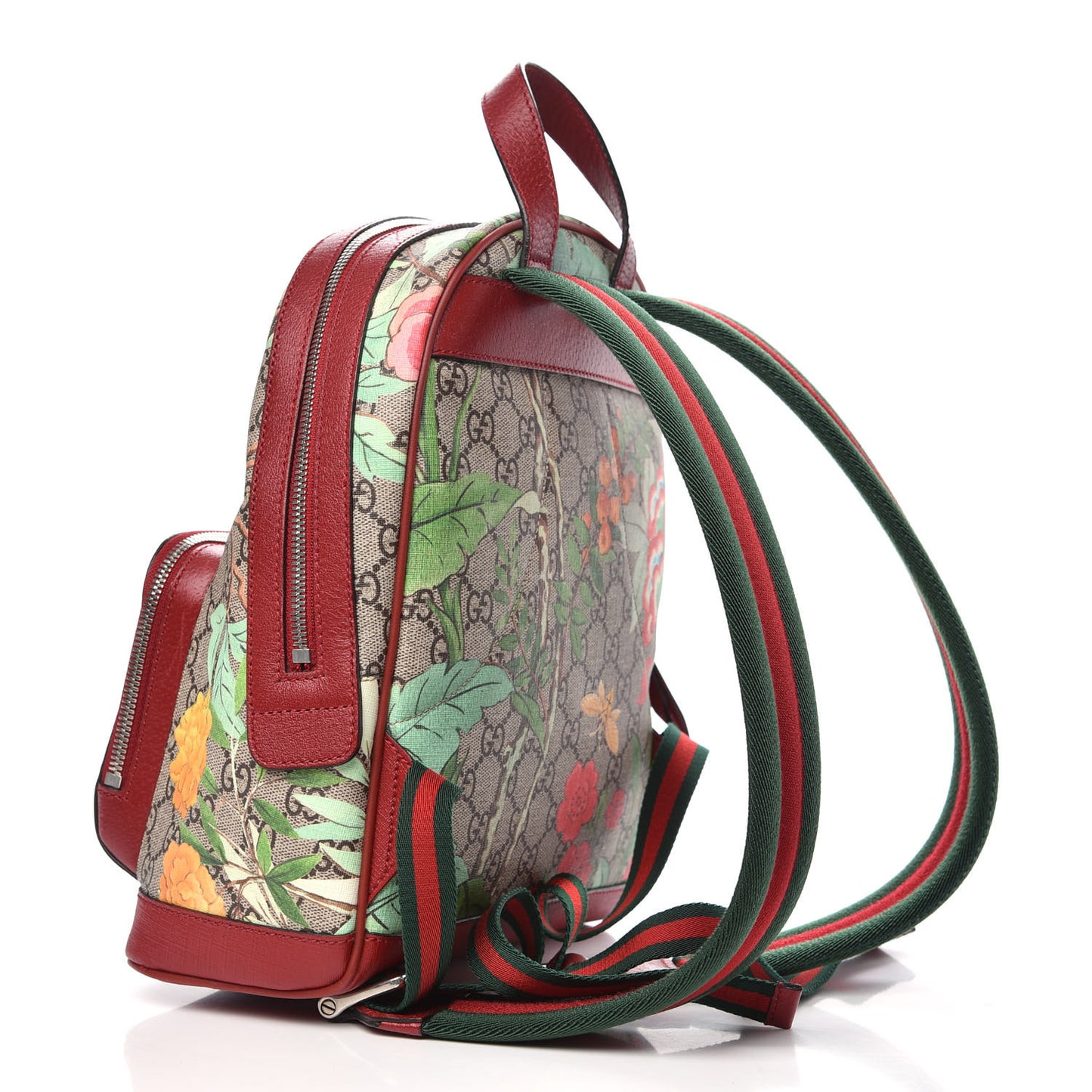 GG Supreme Monogram Tian Web Small Day Backpack Beige Multicolor Red