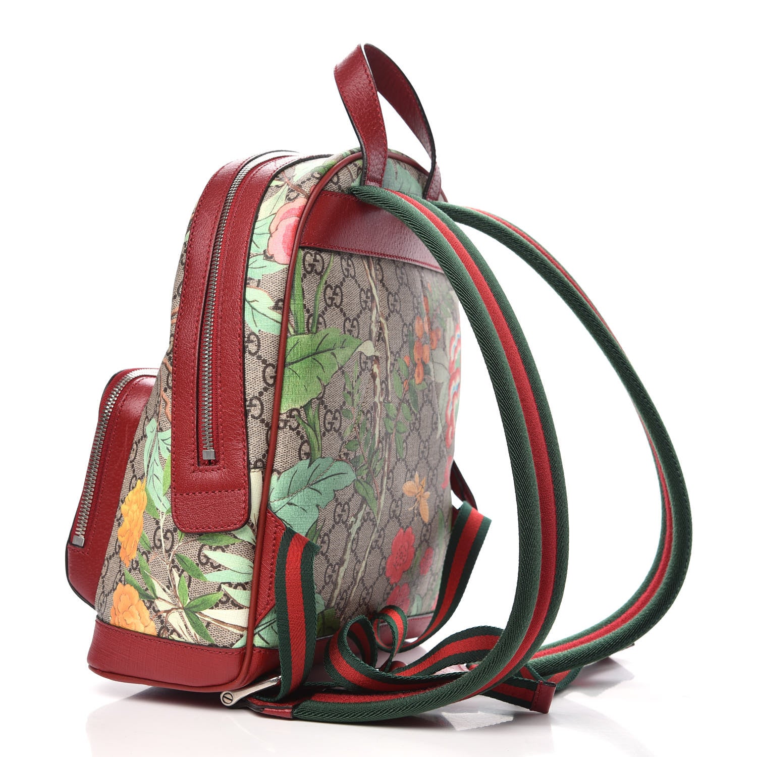 Gucci GG Supreme Monogram Tian Web Small Day Backpack Beige Multicolor Red 2 of 10