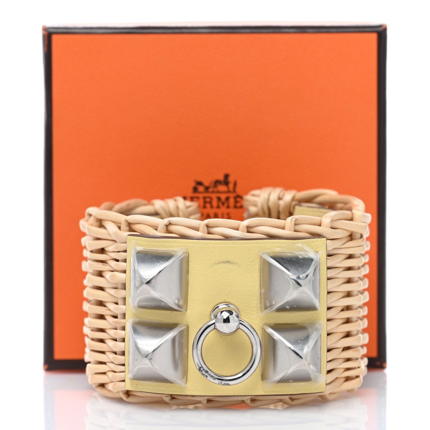 Hermes Wicker Swift Medor Picnic Cuff Bracelet T2 Nata 5 of 5