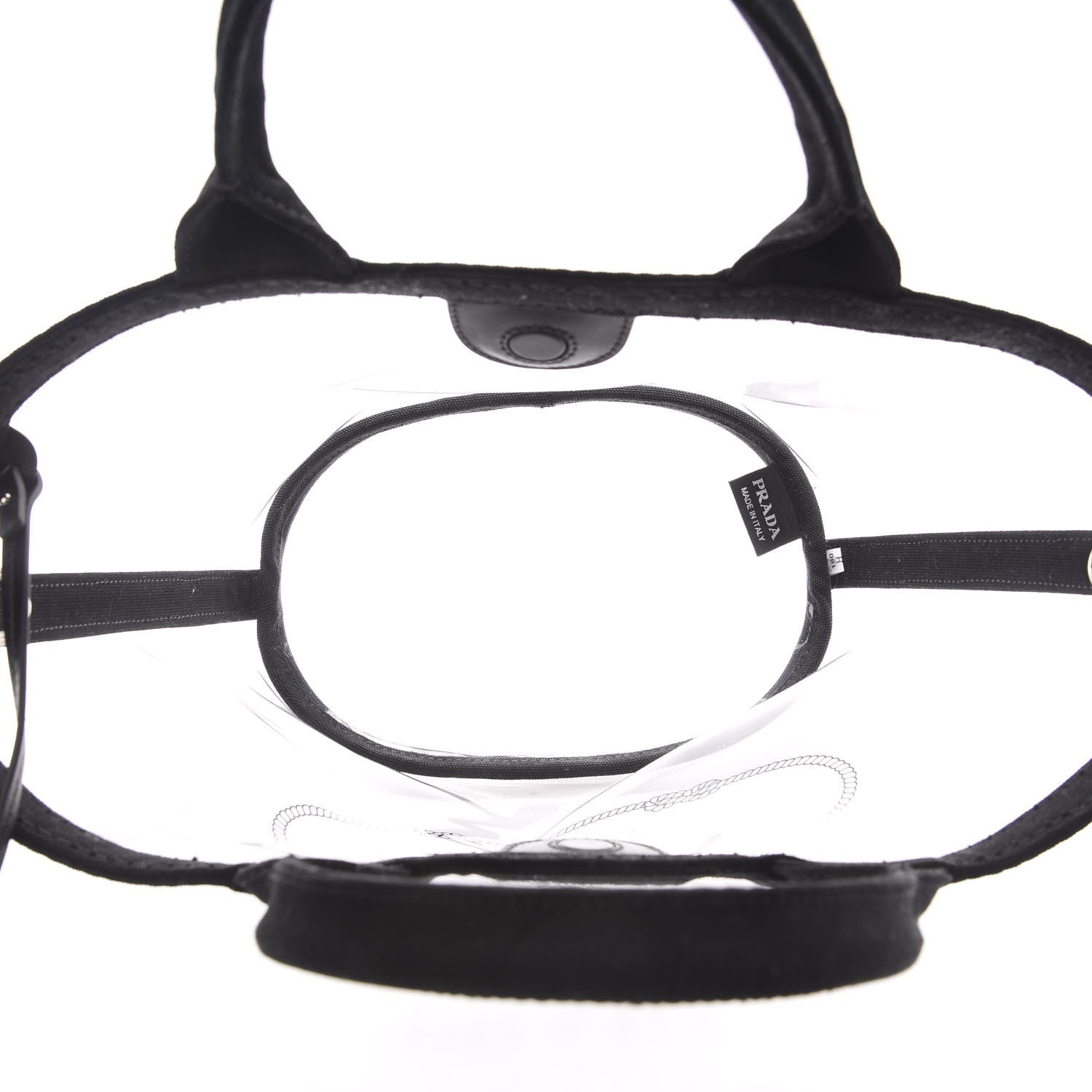 Prada Plexiglass Canapa Small Shopper Tote Black 6 of 9