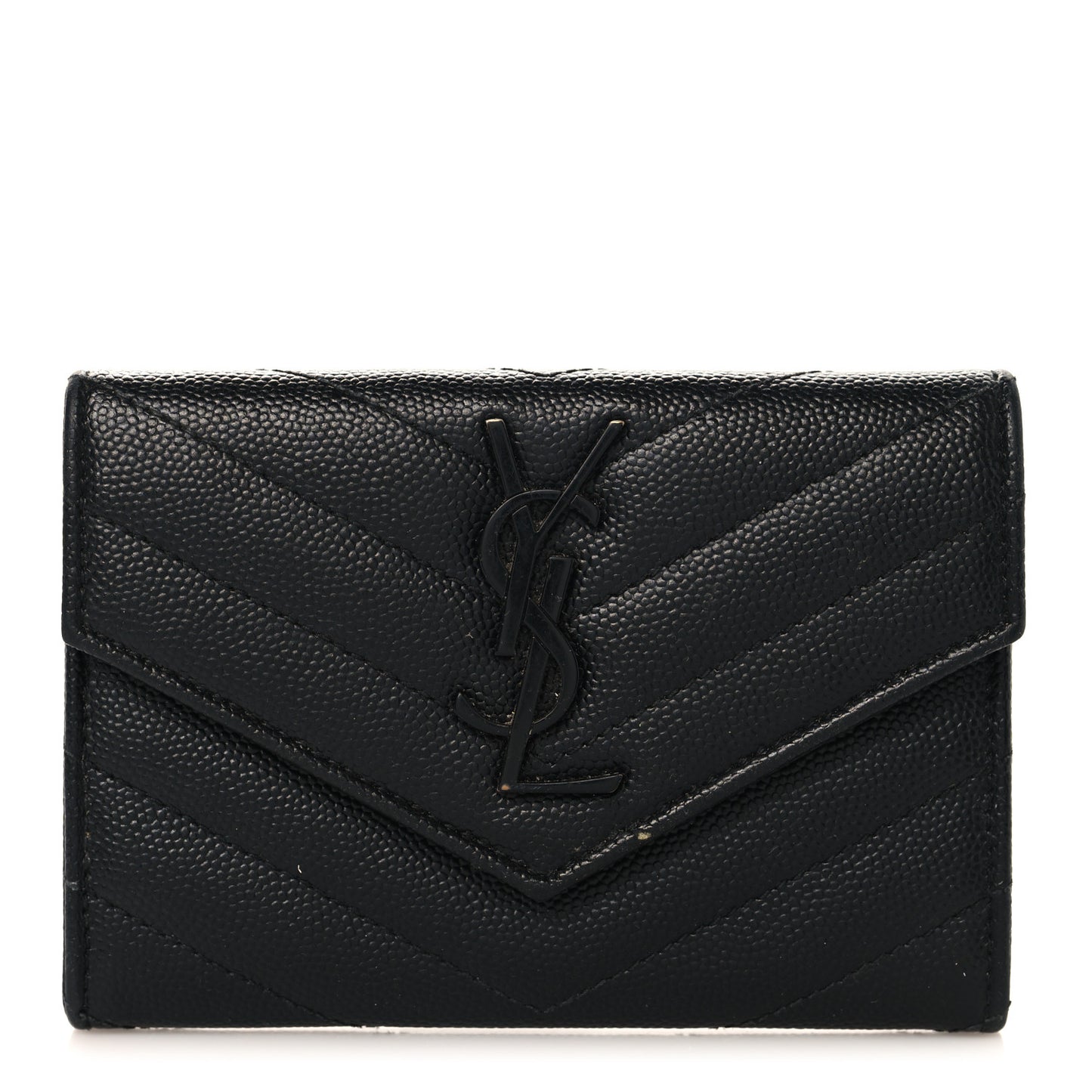 Grain De Poudre Matelasse Chevron Small Monochrome Monogram Envelope Wallet Black