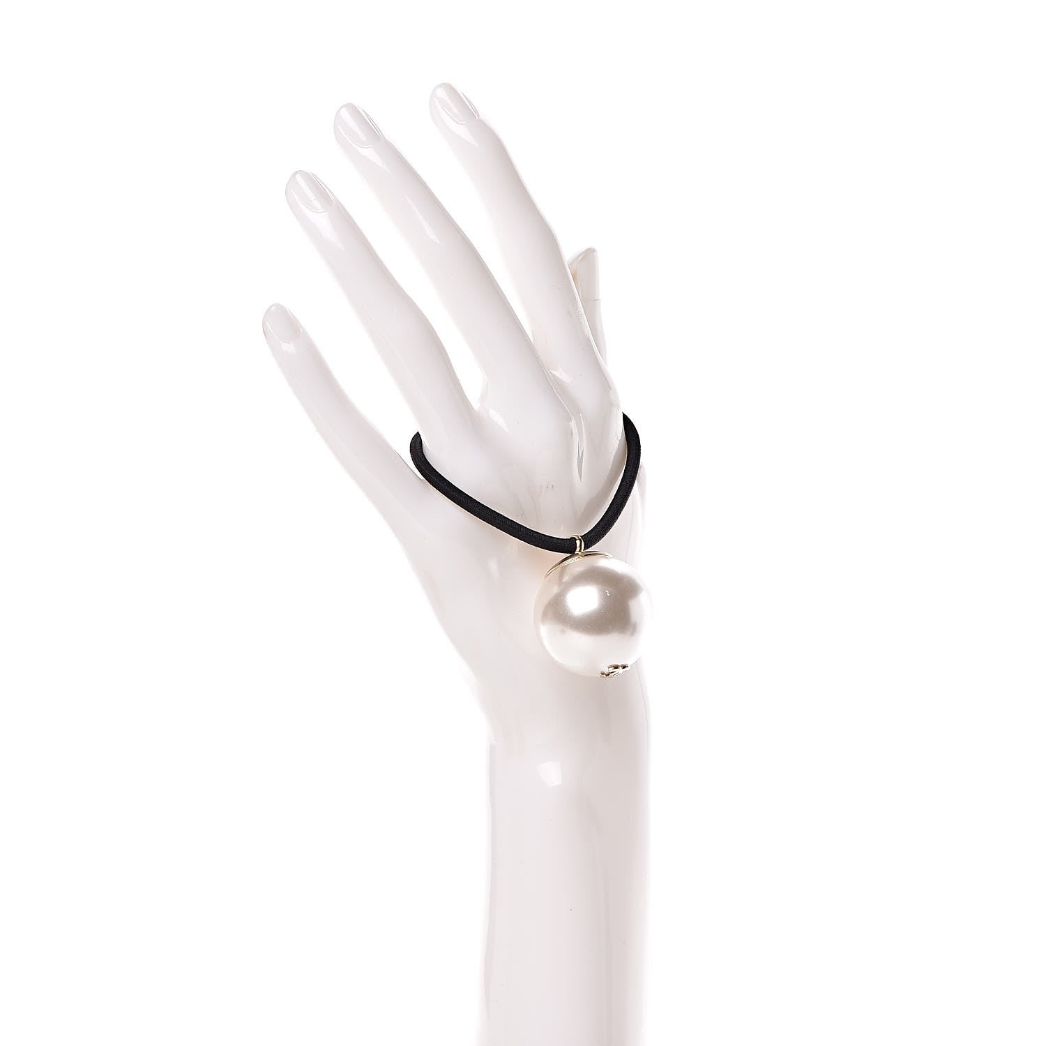 Chanel Pearl CC Hair Tie Black White 2 of 4