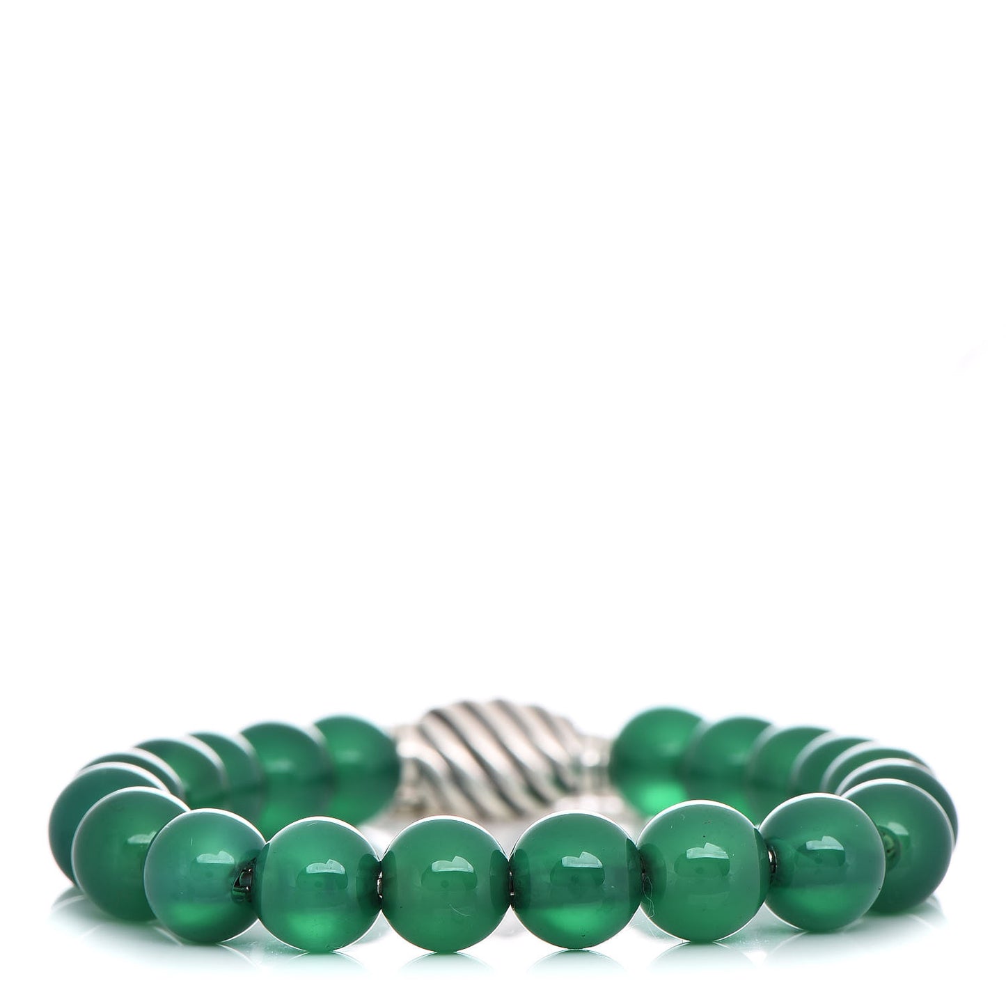 Sterling Silver Green Onyx 8mm Spiritual Beads Bracelet