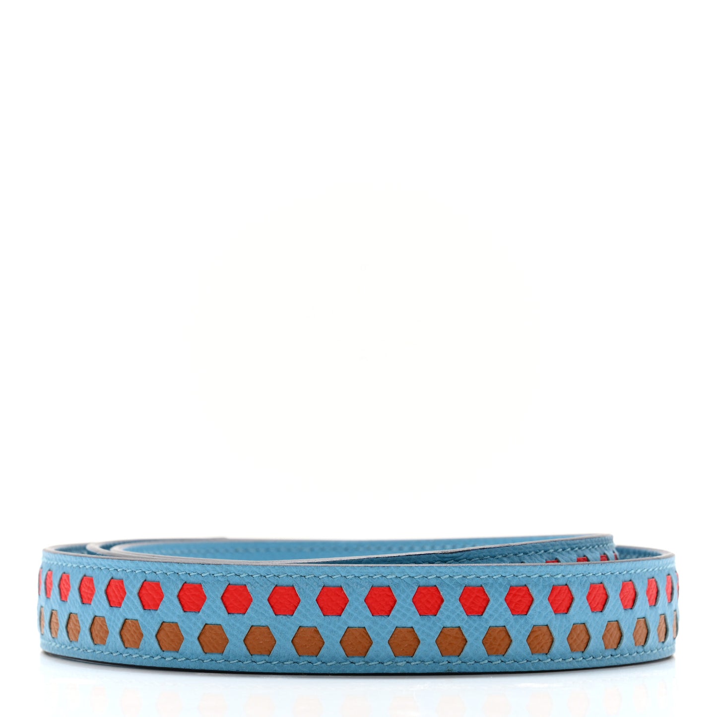 Epsom 25mm Hexagone Tressage Shoulder Strap Bleu De Nord Rouge De Coeur Gold