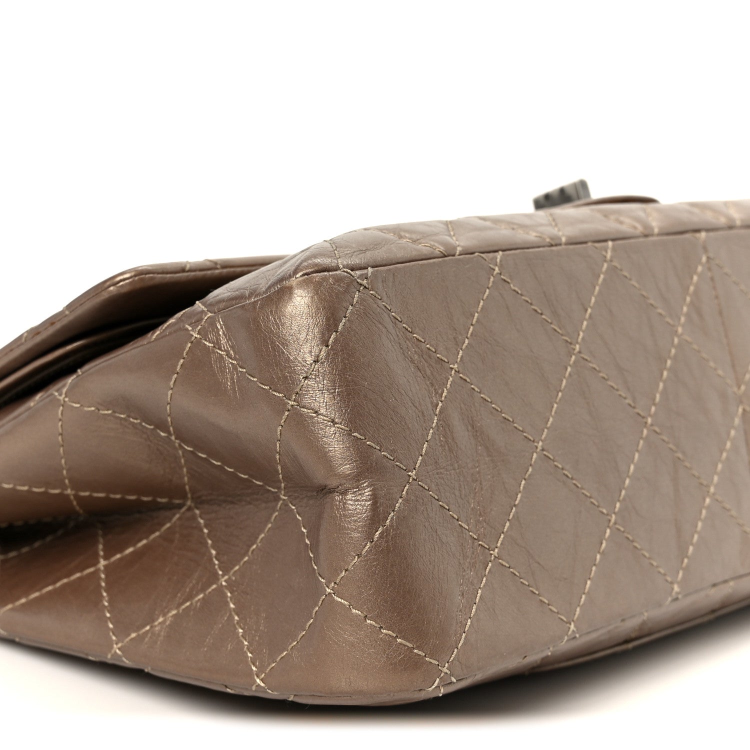Chanel Metallic Aged Calfskin Quilted 2.55 Reissue 227 Flap Dark Gold 9 of 10