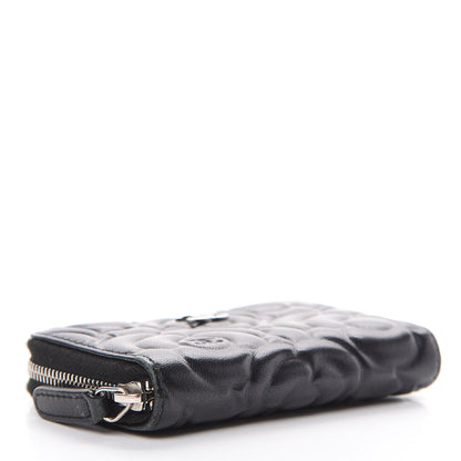 Chanel Goatskin Camellia Embossed Zip Coin Purse Black 3 of 6
