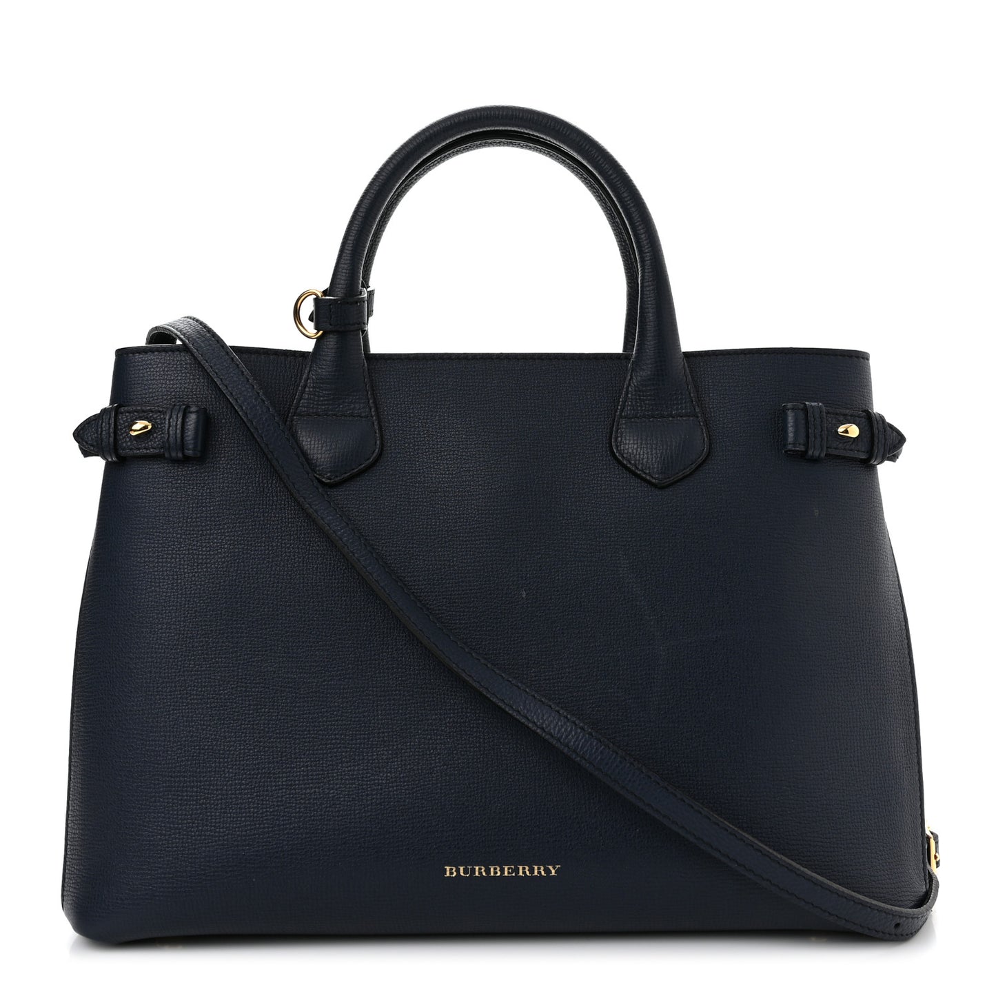 Derby Calfskin House Check Medium Banner Tote Ink Blue