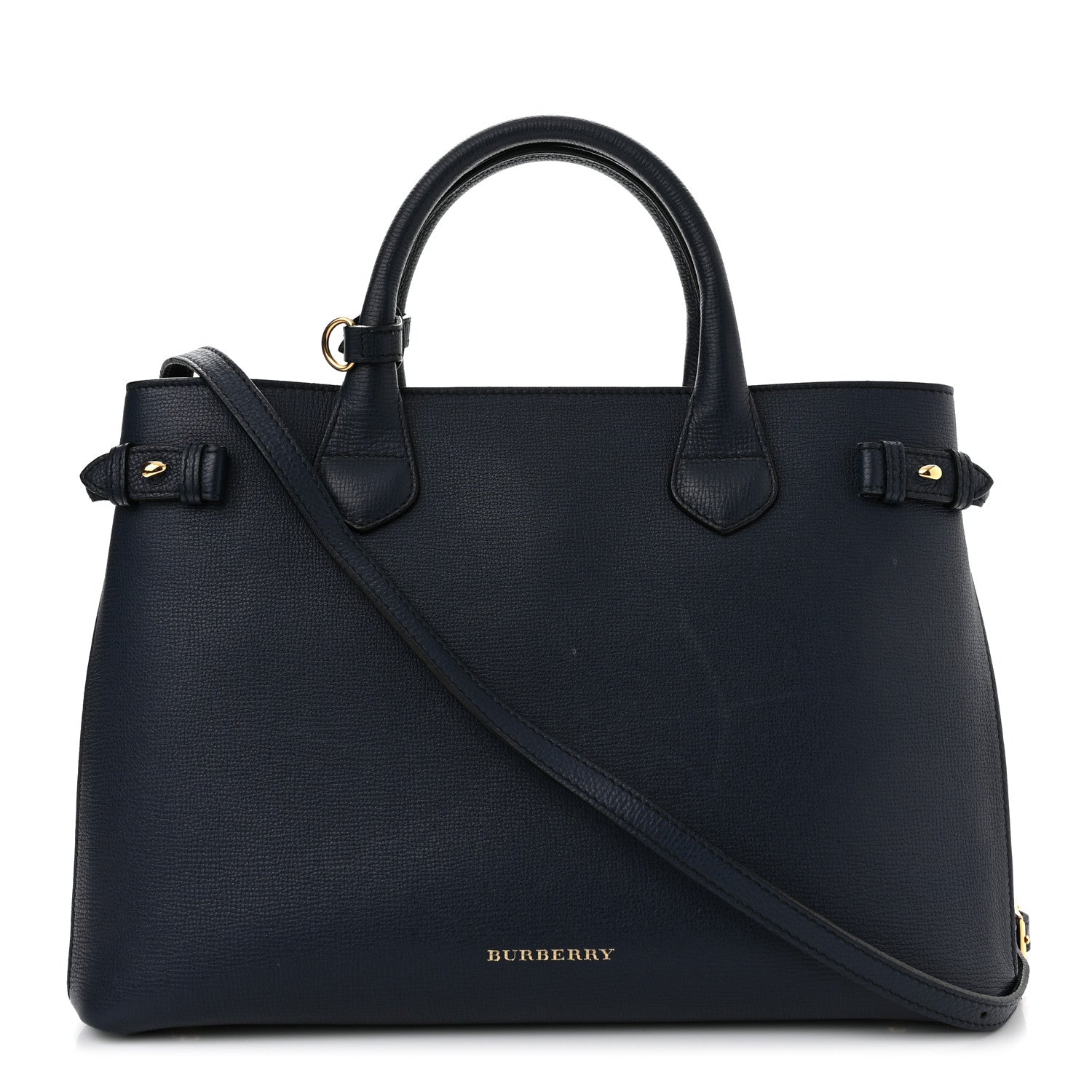 Burberry Derby Calfskin House Check Medium Banner Tote Ink Blue 1 of 12
