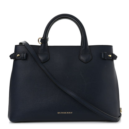 Burberry Derby Calfskin House Check Medium Banner Tote Ink Blue 1 of 12