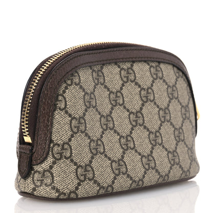 Gucci GG Supreme Monogram Textured Calfskin Web Medium Ophidia Cosmetic Case Beige Ebony New Acero 3 of 10