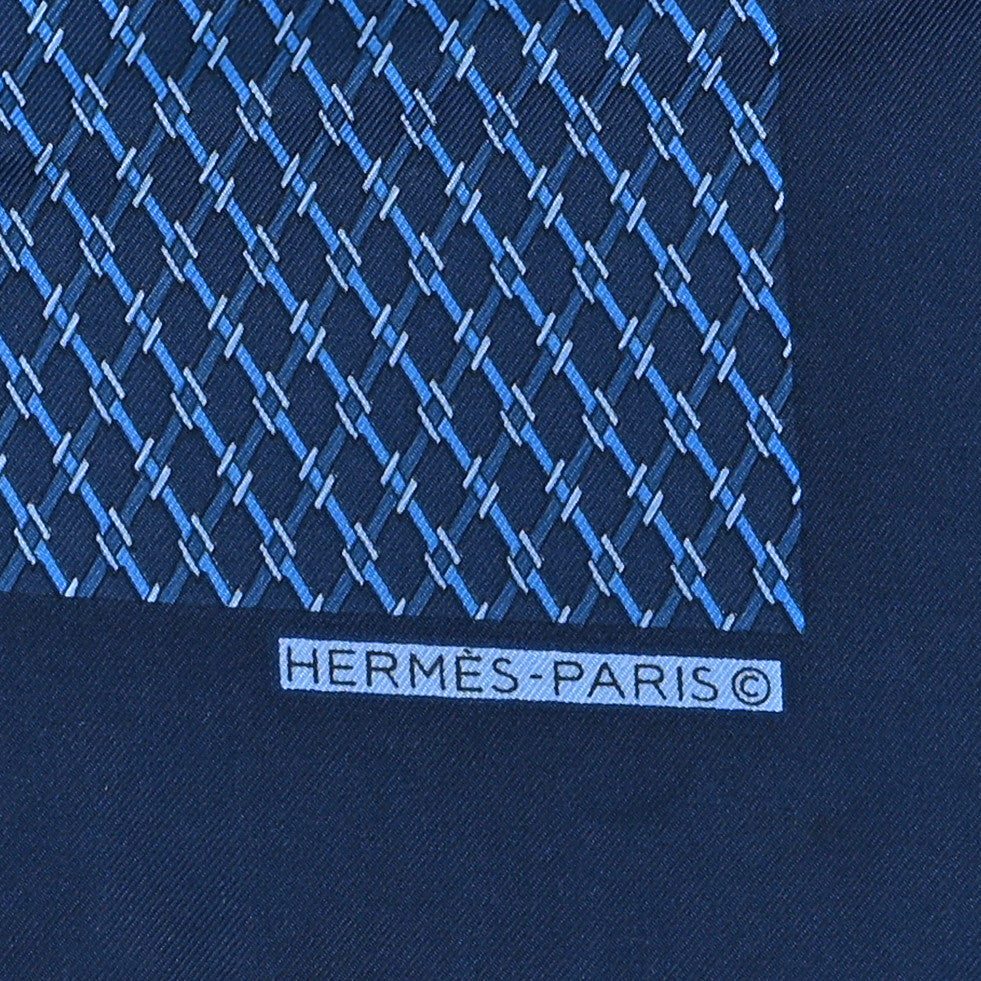 Hermes Silk Pocket Square Scarf Blue Multicolor 2 of 3