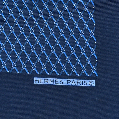 Hermes Silk Pocket Square Scarf Blue Multicolor 2 of 3