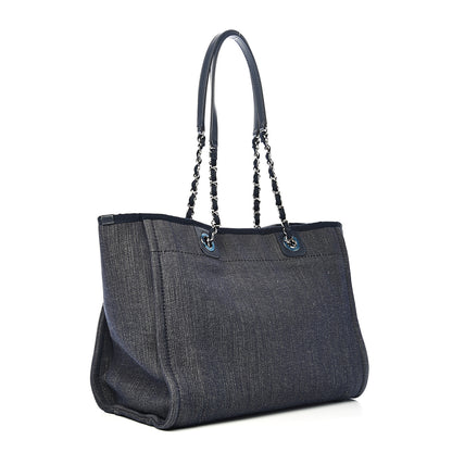 Chanel Denim Small Deauville Tote Dark Blue 2 of 11